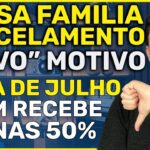 [BOLSA FAMÍLIA JULHO] "Novo" cancelamento em julho; Lista de quem recebe metade (50%)